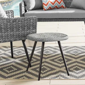 Endeavor Outdoor Patio Wicker Rattan Side Table in Gray