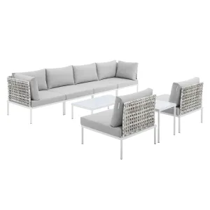 Harmony 8-Piece  Sunbrella Basket  Weave Outdoor Patio Aluminum Sectional Sofa Set