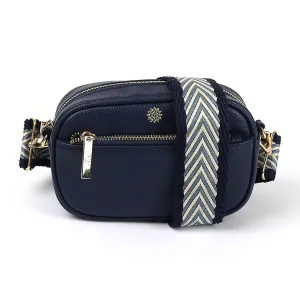 POM Small Navy Vegan Leather Front Zip Bag